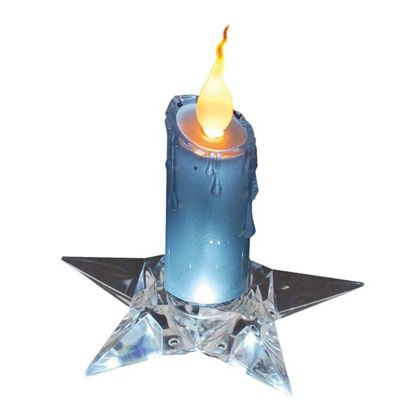 Modrá dekorativní svíčka na podstavci Naeve, výška 16 cm