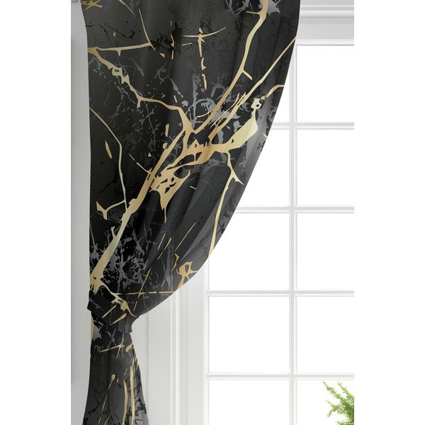 Mustad ja kuldsed kardinad 2 tk 140x260 cm komplektis - Mila Home-image-1