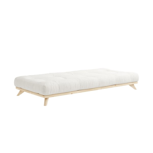 Jednolůžková postel z masivního borovicového dřeva s matrací Karup Design Senza Natural, 90 x 200 cm