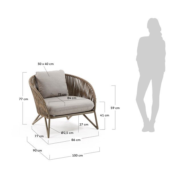 Helehall-pruun metallist aiatool Branzie - Kave Home-image-1