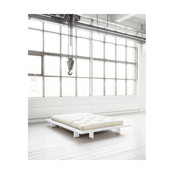 Dvoulůžková postel z borovicového dřeva s matrací Karup Design Japan Comfort Mat White/Natural, 160 x 200 cm-image-4