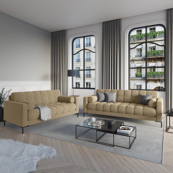 Beež sametne diivan Bali - Cosmopolitan Design-image-1