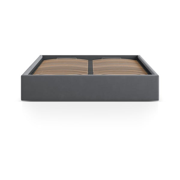 Hall polsterdatud kaheinimesevoodi panipaigaga/ilma peatsita, koos raamiga 180x200 cm Susan – Micadoni-image-2