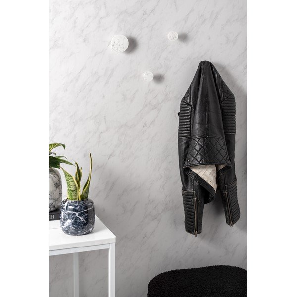 4 valge konksu komplekt Marmor - PT LIVING-image-1