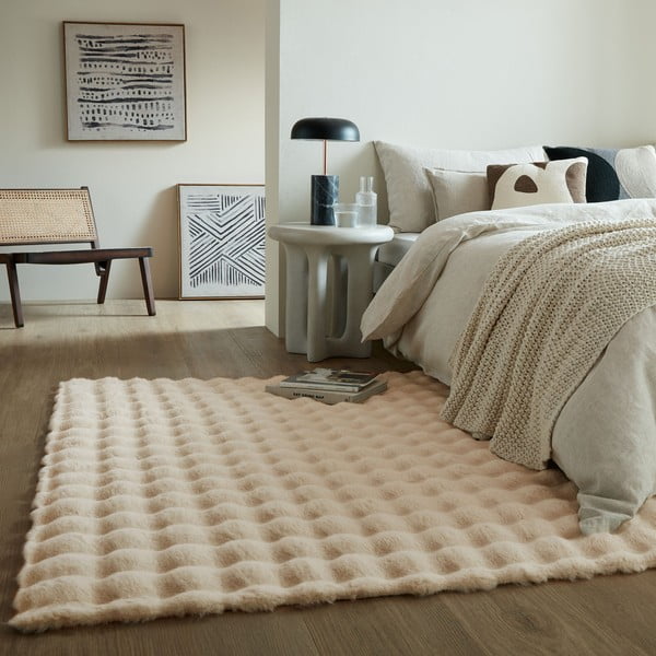 Kreem sünteetiline karusnahk vaip 160x230 cm Waffle Faux Fur - Flair Rugs-image-1