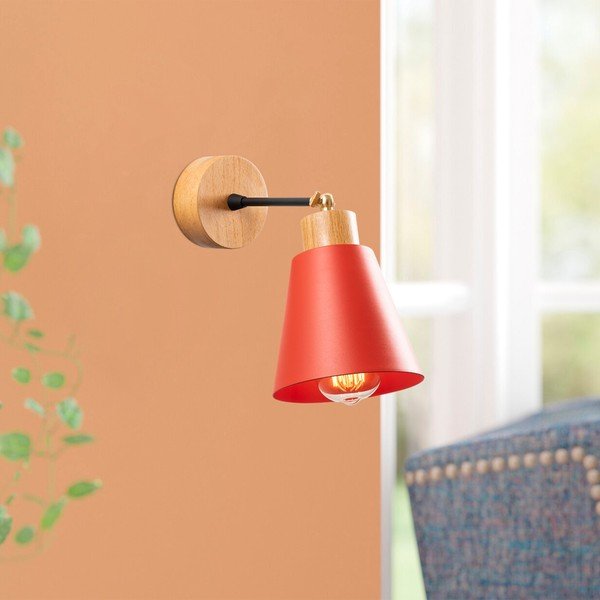 Punane-puiduvärvi seinavalgusti ø 14 cm Manavgat - Opviq lights-image-1