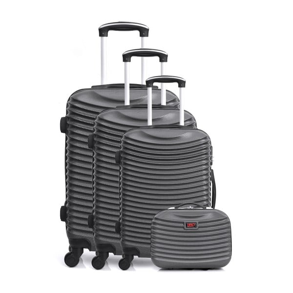 Sada 4 tmavě šedých cestovních kufrů na kolečkách Hero Etna-C
