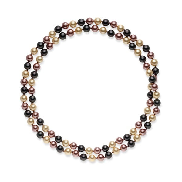 Hnědobílý perlový náhrdelník Pearls Of London Mystic, délka 90 cm