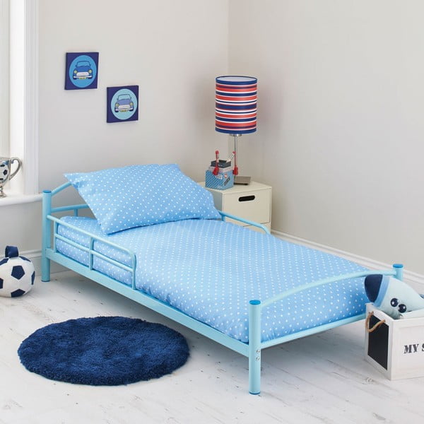 Dětská postel s matrací a povlečením Bundle, modrá