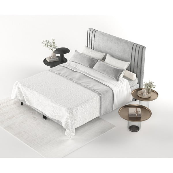 Hall polsterdatud kaheinimese voodi koos panipaigaga 140x200 cm Musca - Maison de Rêve-image-4