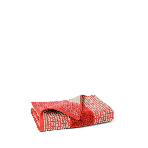 Punane froteerätik orgaanilisest puuvillast 70x140 cm Check - JUNA-image-2