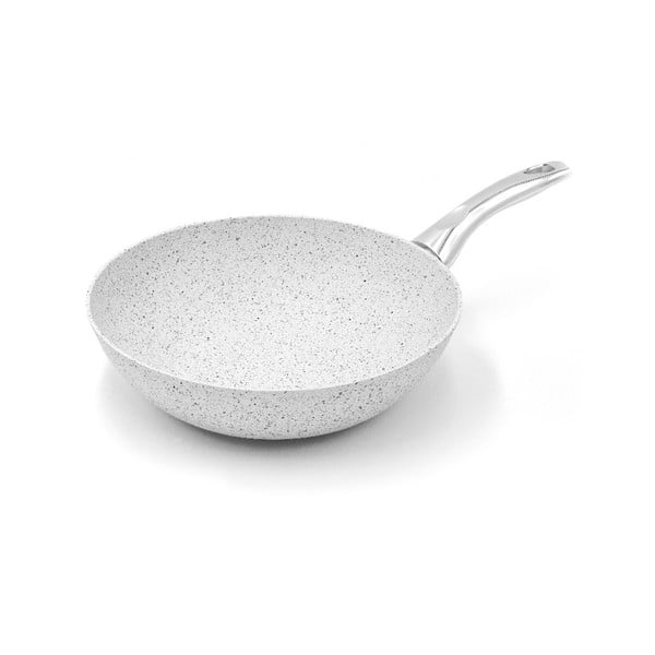 WOK pánev s rukojetí ve stříbrné barvě Bisetti Stonewhite Giorgio, ø 28 cm