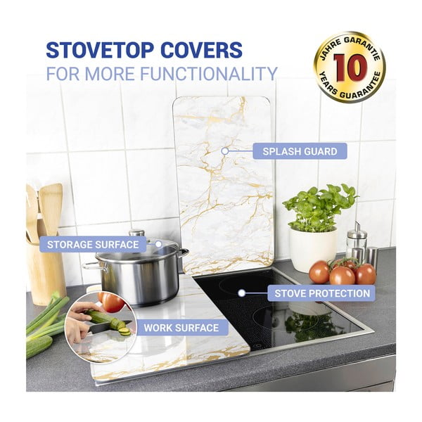 Klaasist pliidikatte komplekt 2 tk, valge-kuldne marmor, 52 x 30 cm - Wenko-image-3