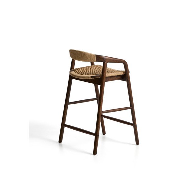 Pruun baaritool tammepuidust käetugedega (istme kõrgus 65 cm) Derile - Kave Home-image-3