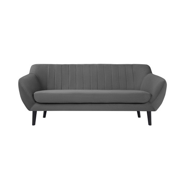 Šedá pohovka pro tři Mazzini Sofas Toscane, černé nohy