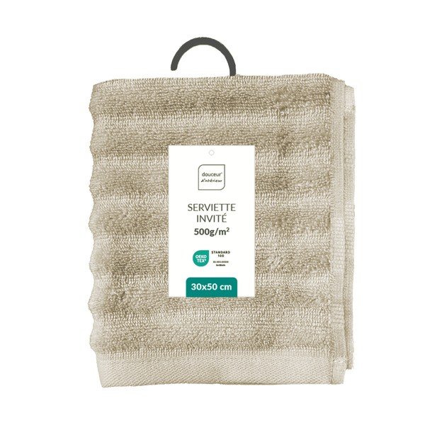 Beež frotee-puuvillane rätik 30x50 cm Maya - douceur d'intérieur-image-4