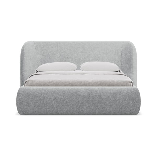 Helehall polsterdatud kaheinimesevoodi koos voodipõhja ja panipaigaga 160x200cm Hauke - Makamii-image-3