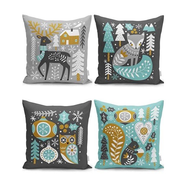 Padjapüürid jõulumotiiviga 43x43 cm komplektis 4 tk Meryy Christmas - Mila Home