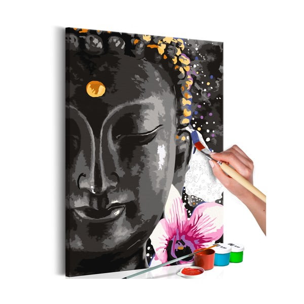 DIY set na tvorbu vlastního obrazu na plátně Artgeist Buddha and Flower, 60 x 40 cm