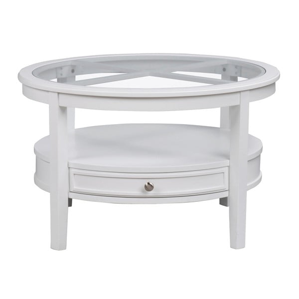 Bílý kruhový dubový konferenční stolek  Folke Nótt, ⌀ 85 cm
