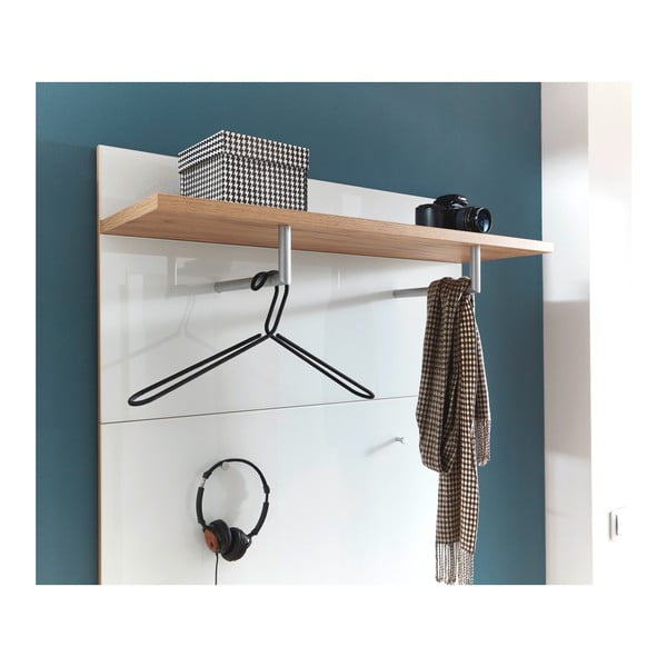 Valge/puiduvärvi tammespooniga seinanagi 89x144x30 cm Telde – Germania-image-3