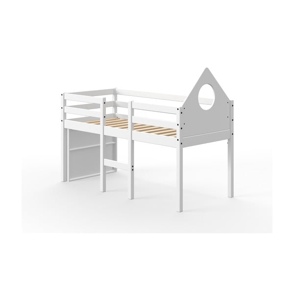Bílá vyvýšená domečková postel z borovicového dřeva Flexa White, 70 x 160 cm