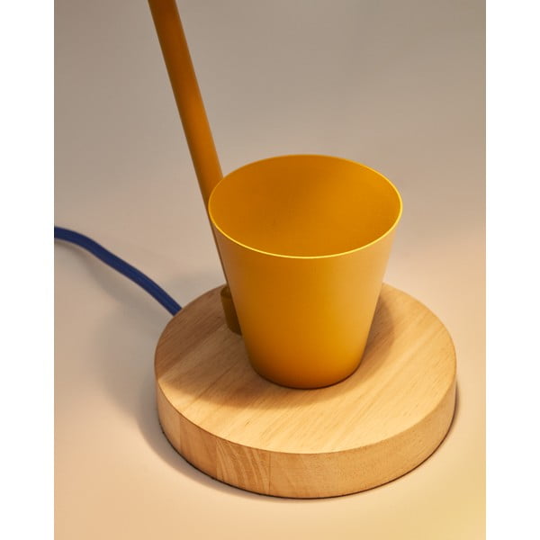 Sinepivärvi metallist varjuga laualamp (kõrgus 37 cm) Katia - Kave Home-image-4