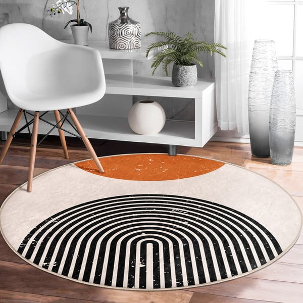 Oranž-kreem pestav ümmargune vaip, sobitub robottolmuimejaga ø 120 cm Comfort - Mila Home-image-3