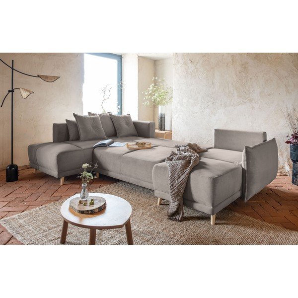 Helepruunist velvetist nurgadiivanvoodi (vasak nurk/"U") Lazy Lukka - Miuform-image-1