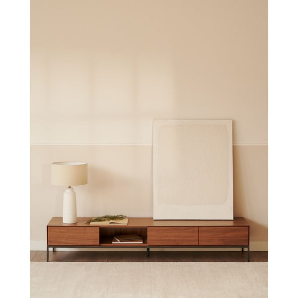 Pähklipuu dekooriga telerilaud 195x35 cm Vedrana - Kave Home-image-1