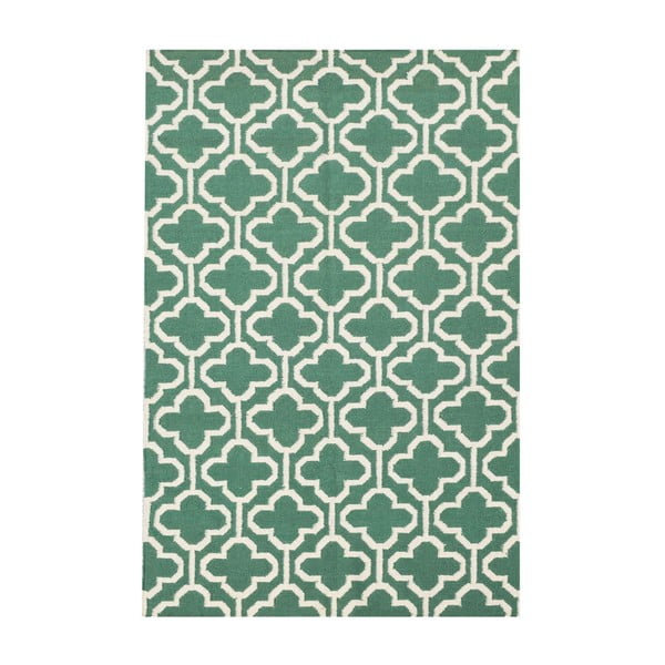 Vlněný koberec Penelope Green Ivory, 125x185 cm