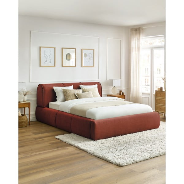 Oranž polsterdatud kaheinimesevoodi koos voodipõhjaga 180x200 cm Vernon - Bobochic Paris-image-1