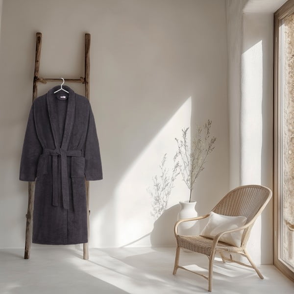 Antratsiitne puuvillane hommikumantel, suurus M/L Terry - HIP-image-1