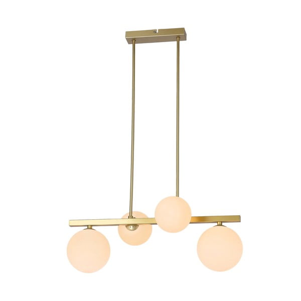 Valge-kuldne rippvalgusti klaasist varjuga Kama - Candellux Lighting-image-2