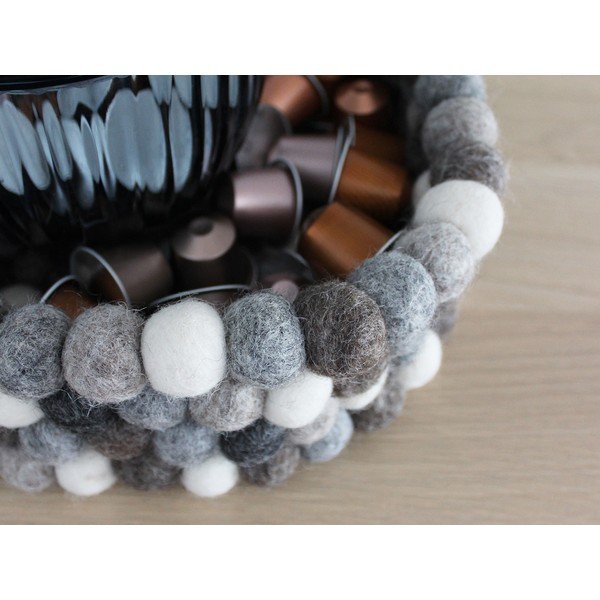 Hall ja valge pallivillane hoiukorv pallikorv, ⌀ 28 cm - Wooldot-image-2
