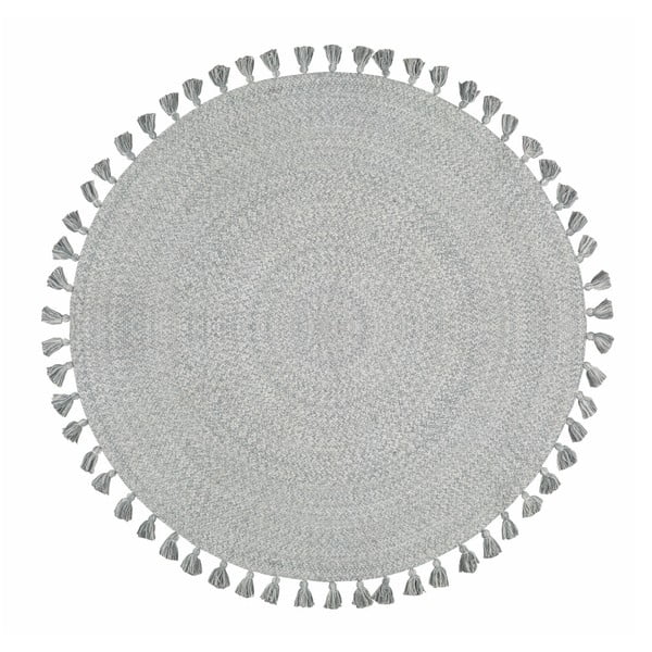 Šedý ručně tkaný bavlněný koberec Nattiot, Ø 120 cm
