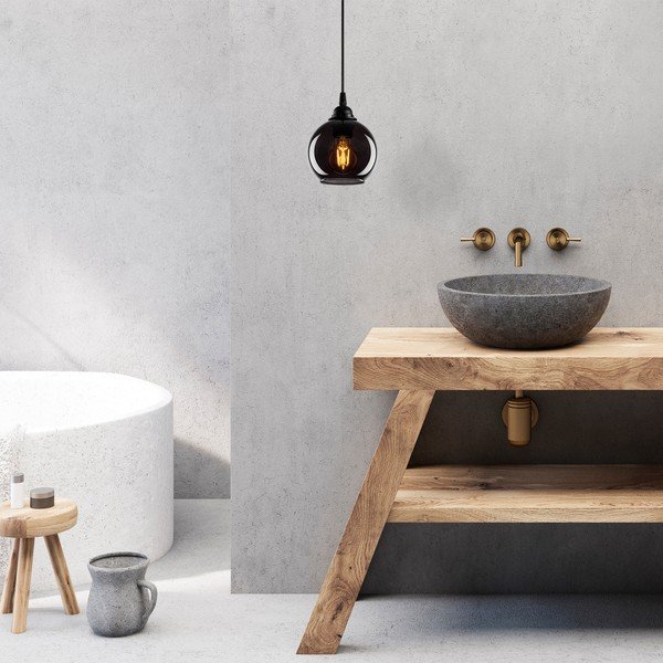 Must rippvalgusti klaasist varjuga ø 15 cm Smoked - Opviq lights-image-3