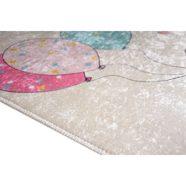 Roosa-elevandiluu värvi pestav laste vaip 120x180 cm Girl & Baloons - Vitaus-image-2