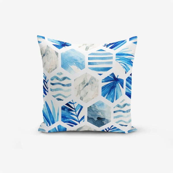 Padjaümbris puuvillaseguga Sinine geomeetriline, 45 x 45 cm - Minimalist Cushion Covers