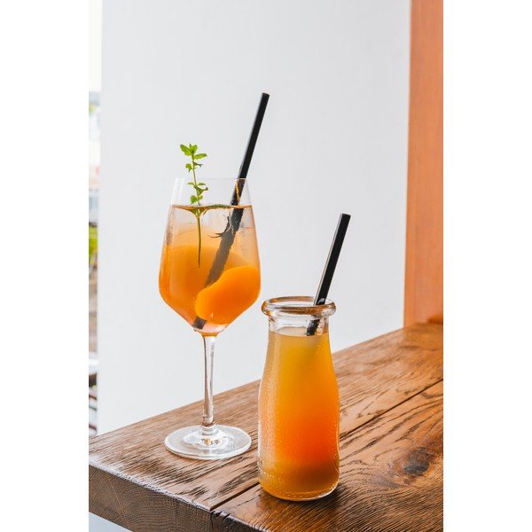 6 musta klaasist joogipillide komplekt, pikkus 20 cm. - Vialli Design-image-3