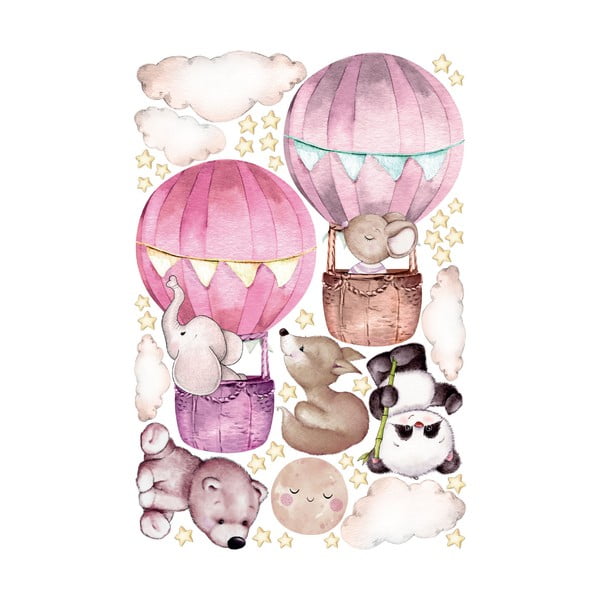 Roosa laste seinakleebised õhupallid ja tähed - Ambiance-image-2