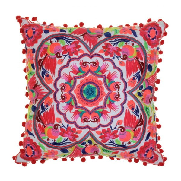 Vyšívaný polštář Bombay Duck Acapulco Coral, 40 x 40 cm