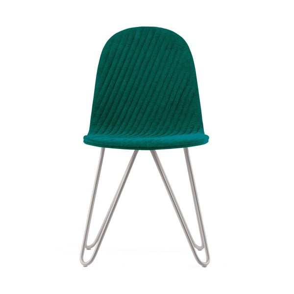 Tyrkysová židle s kovovými nohami Iker Mannequin X Stripe