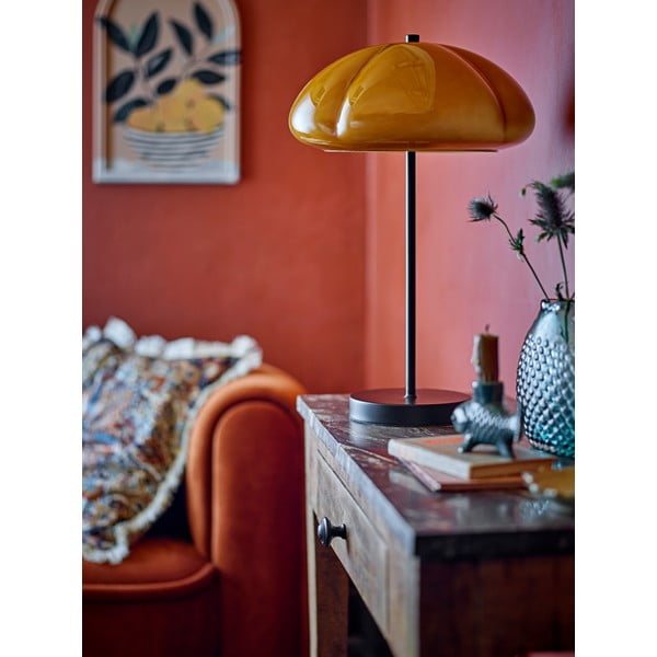 Ookerkollane lauavalgusti klaasist varjuga (kõrgus 46,5 cm) Kinoko - Bloomingville-image-3