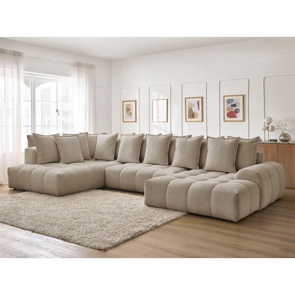 Taupe šenilldiivanvoodi/panipaigaga nurgadiivan (vasak nurk/"U" kujuline) Everest - Bobochic Paris-image-1