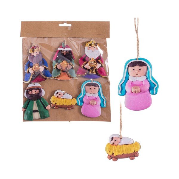 Puidust jõulukaunistused (komplektis 6 tk, 9 cm) Nativity – Casa Selección