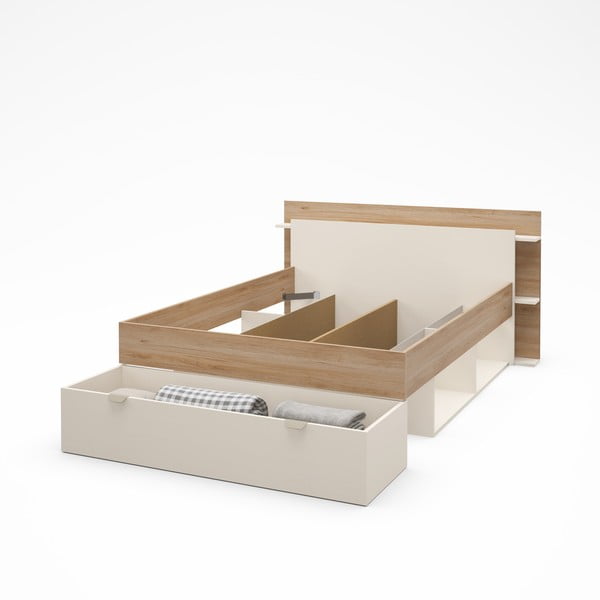 Valge tammespoonist kaheinimesevoodi ilma voodipõhjata 140x190 cm Albo - Marckeric-image-4