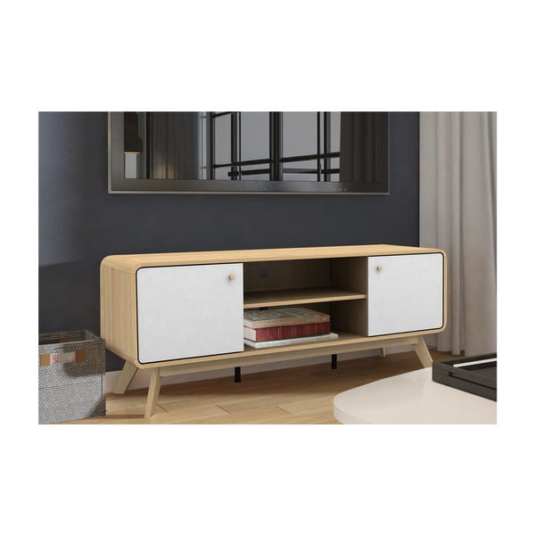 Tammedekooriga telerilaud valge-puiduvärvi 140x53 cm Caitlin – Støraa-image-4