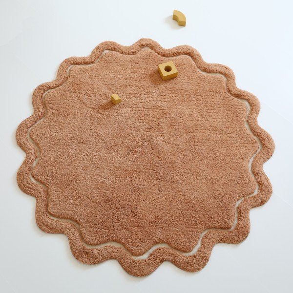 Tellisevärvi käsitsi kootud puuvillane ümmargune pestav vaip ø 110 cm Sweet April Toffee - Nattiot-image-2
