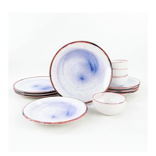 12-osaline valgete ja siniste keraamiliste nõude komplekt - My Ceramic